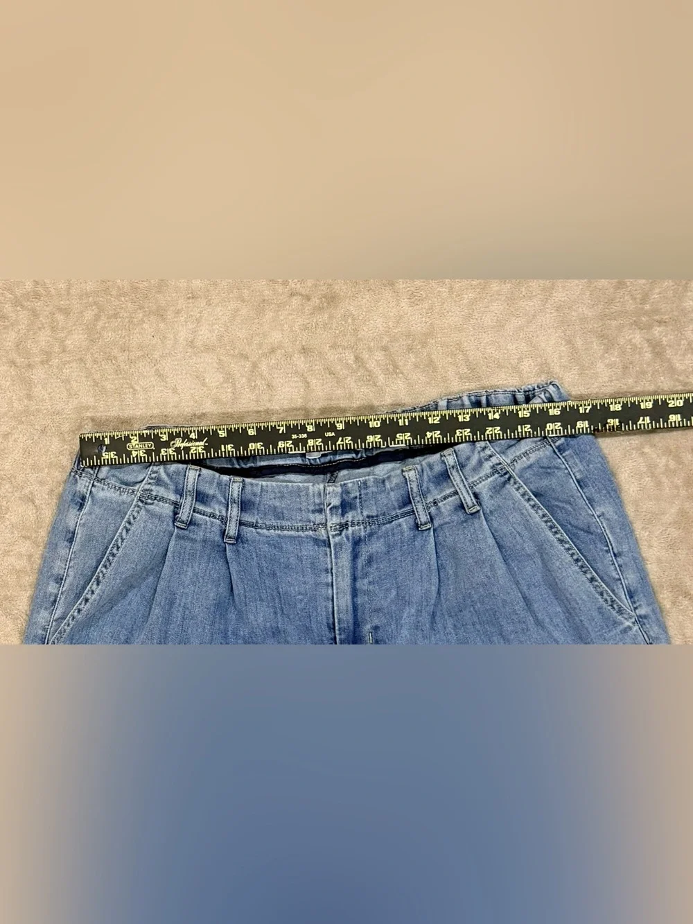 1822 Denim Wide Leg Pleated Denim Culottes Crop Pants Sz 12/31 Mom Croquette